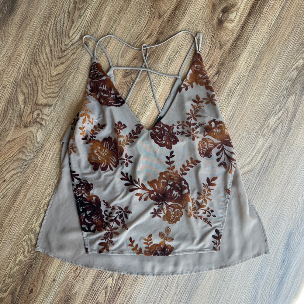 Velvet and chiffon top